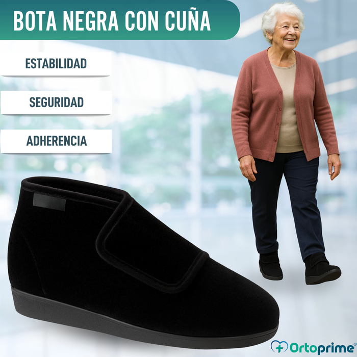 Bota Corte Alto de Terciopelo Con Velcro