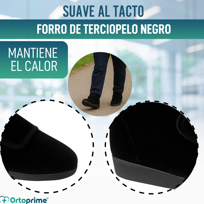 Bota Corte Alto de Terciopelo Con Velcro