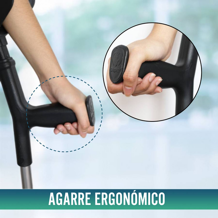 Pack Completo Muletas Ortopédicas + Almohadillas + Conteras Anchas