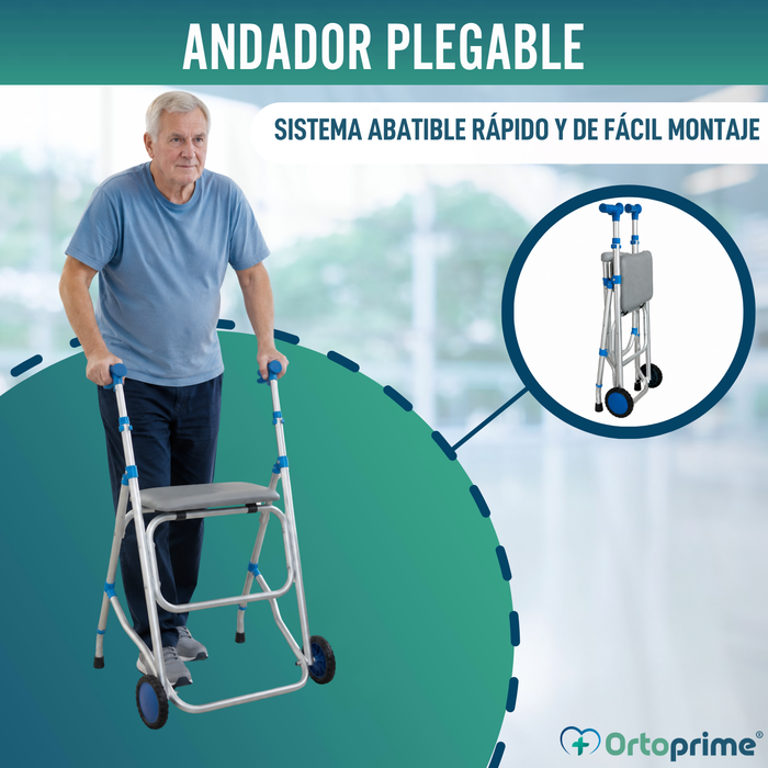 Andador de Aluminio Plegable con Asiento
