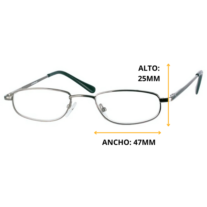 Gafas de Cerca para Presbicia Montura Media Luna Metálica