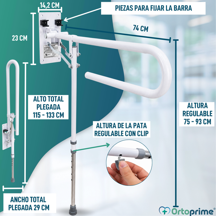 Barra Asidero de Baño Abatible con Pata | Baño Adaptado