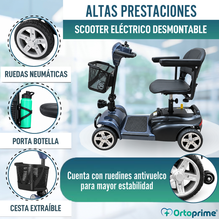 Scooter Eléctrico Desmontable 4 Ruedas con Batería Extraíble