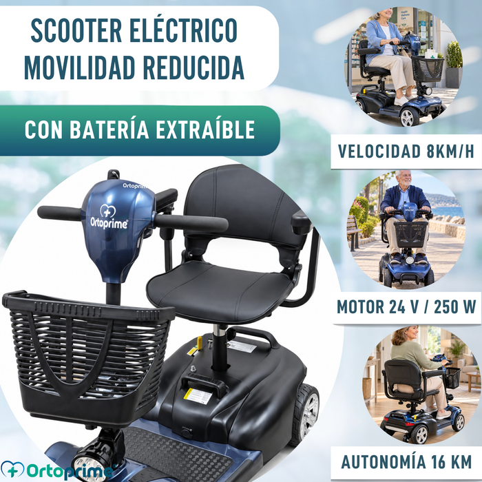 Scooter Eléctrico Desmontable 4 Ruedas con Batería Extraíble