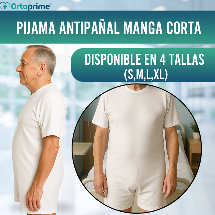 Pijama Antipañal Manga Corta Unisex | Pijama Adultos con Incontinencia