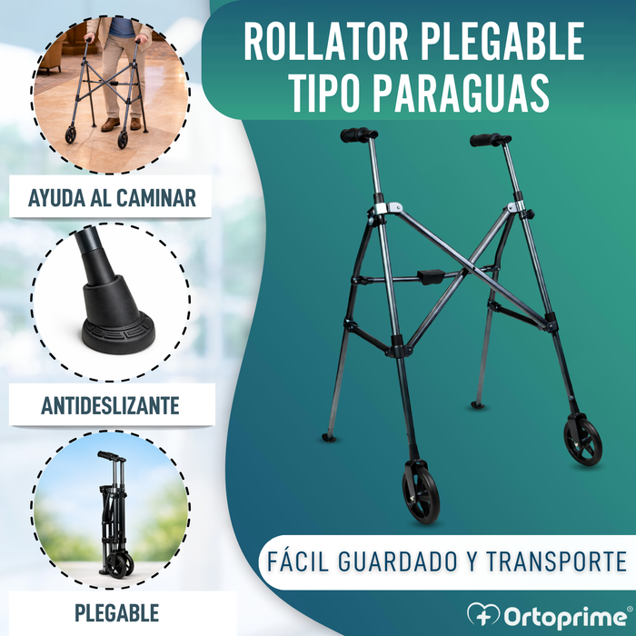 Andador de Aluminio Plegable Tipo Paraguas | Altura Regulable