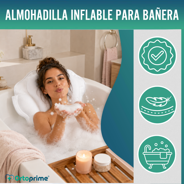 Cojín Bañera Inflable con Ventosas Respaldo para Espalda