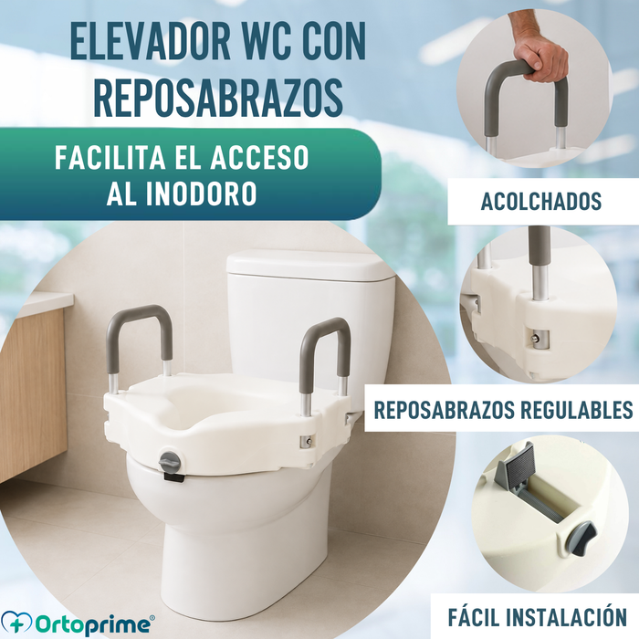 Elevador WC 12 cm Reposabrazos Acolchados
