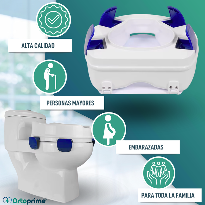 Elevador WC Adulto 11 cm | Alzador WC Ortopédico 4 Clips