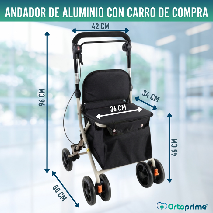 Andador Carrito de Compra con Asiento | Ayuda Vida Diaria