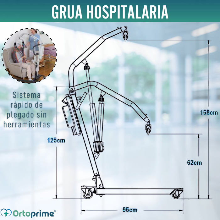 Grúa Eléctrica para el Traslado de Pacientes | Sin Arnés