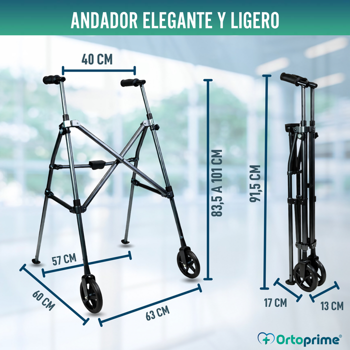 Andador de Aluminio Plegable Tipo Paraguas | Altura Regulable