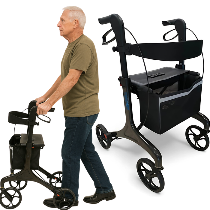 Andador para Adultos Plegable con Asiento | Fibra de Carbono