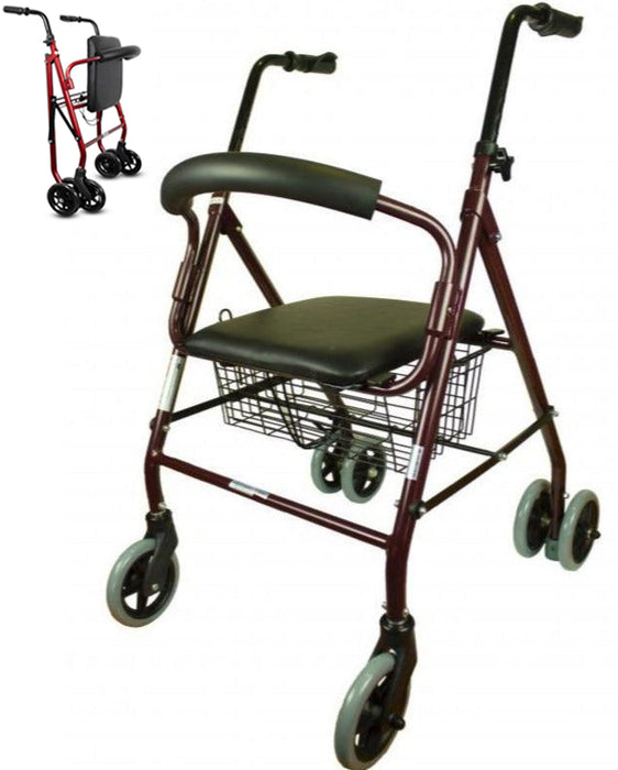 Andador Rollator de Aluminio con Freno a la Carga y Asiento Acolchado