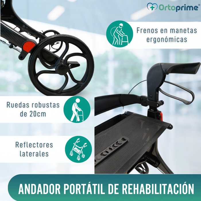 Andador para Adultos Plegable con Asiento | Fibra de Carbono