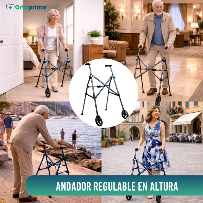 Andador de Aluminio Plegable Tipo Paraguas | Altura Regulable