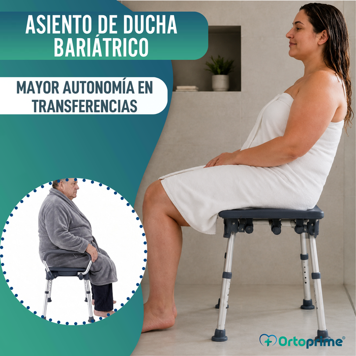 Asiento de Ducha Bariátrica XXL con Reposabrazos Abatibles