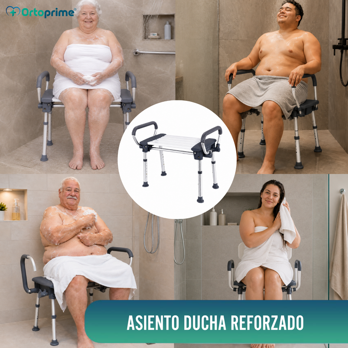 Asiento de Ducha Bariátrica XXL con Reposabrazos Abatibles