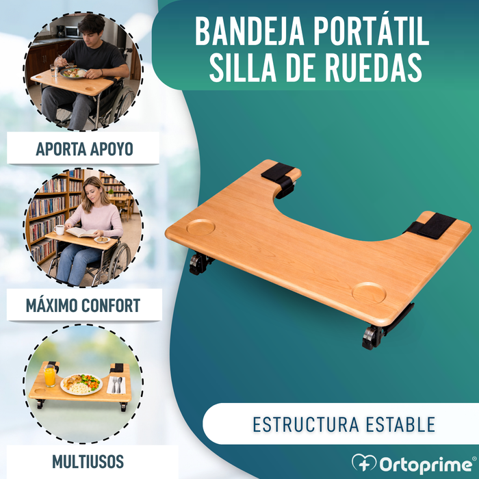 Bandeja para Silla de Ruedas | Mesa Auxiliar Portátil con Portavasos