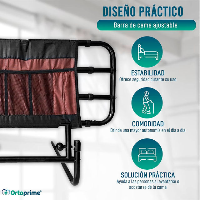 Barandilla Extensible con Sistema Abatible Plegable para Cama