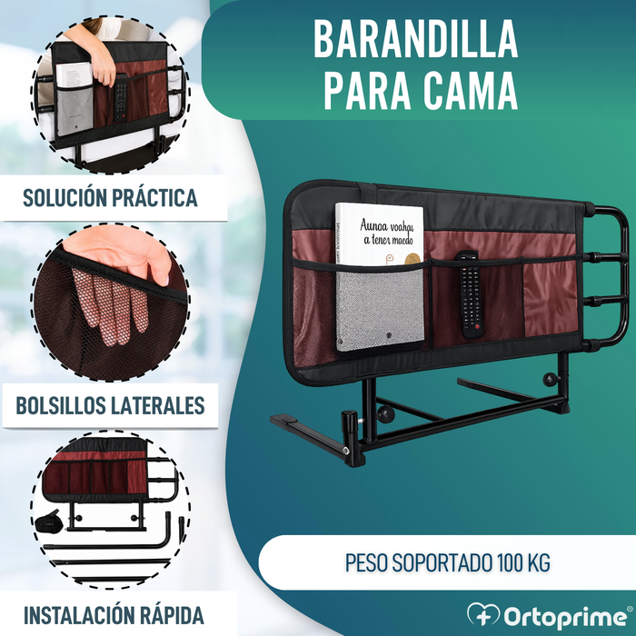Barandilla para la Cama de Adulto con Bolsillos Extensible