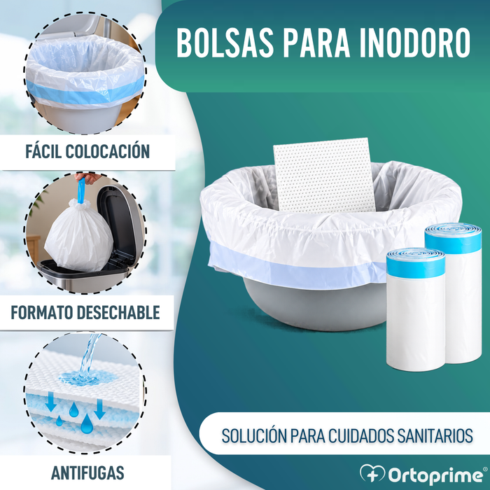 Bolsas Inodoro  Desechables con Almohadillas y Asas | Pack 50