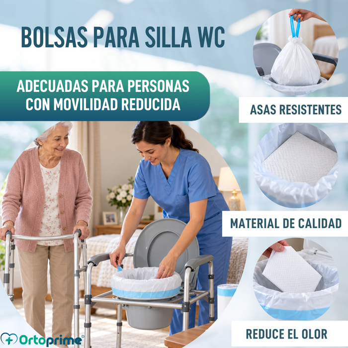 Bolsas Inodoro  Desechables con Almohadillas y Asas | Pack 50