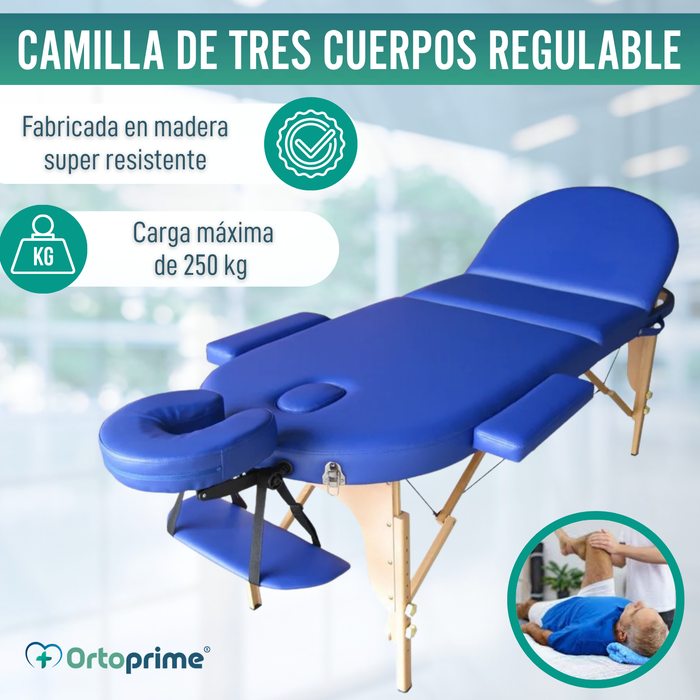 Camilla Profesional Fisioterapia Plegable de Madera 3 Cuerpos