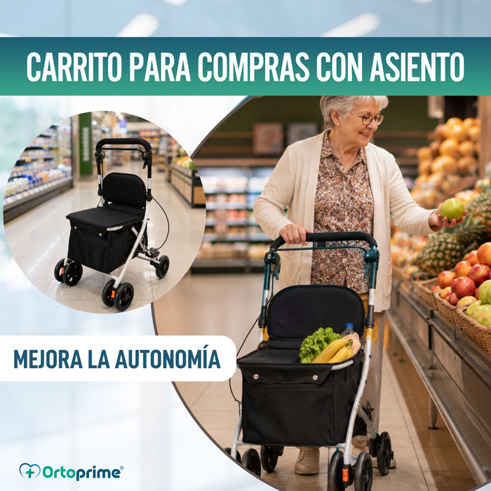 Andador Carrito de Compra con Asiento | Ayuda Vida Diaria