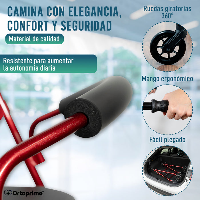 ALQUILER MENSUAL Andador Ortopédico Plegable Rollator Cuatro Ruedas