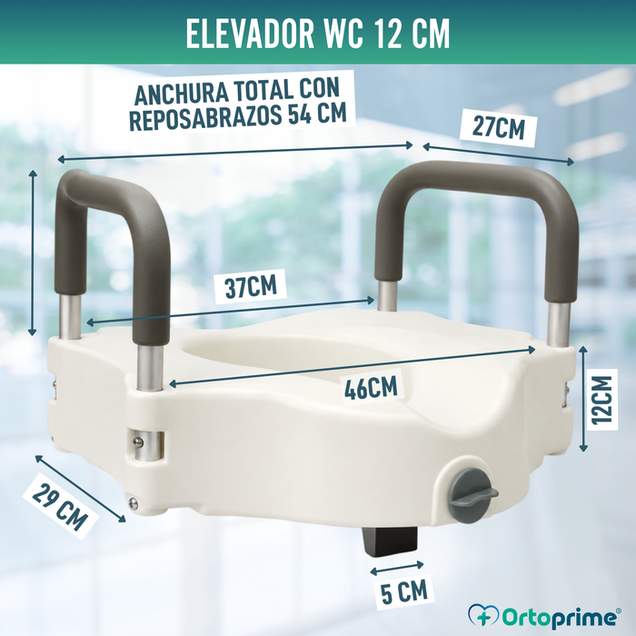 Elevador WC 12 cm Reposabrazos Acolchados