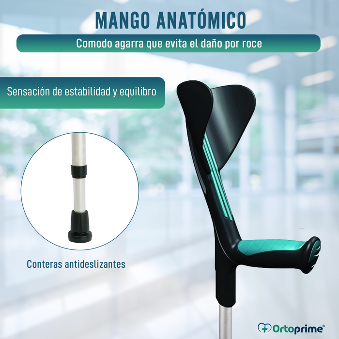 Muletas Regulables Anatómicas Verdes | Pack 2 Unidades