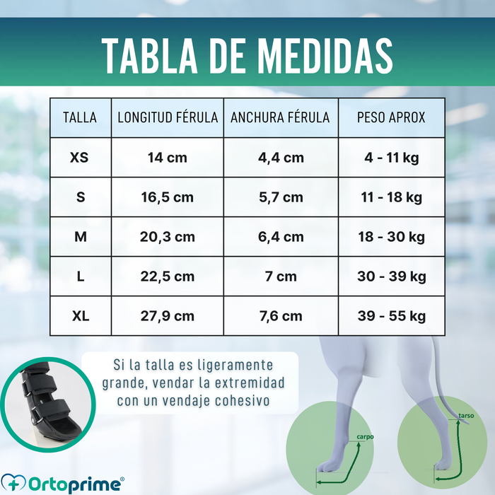 Férula de Bota Corta para Perros con Knuckling | 5 Tallas