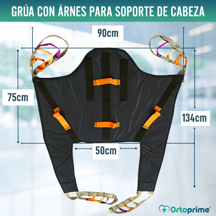 Grúa Ortopédica | Arnés con Soporte de Cabeza Incluido
