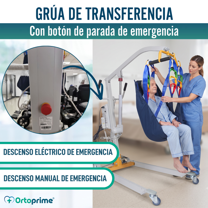 Grúa Eléctrica de Traslado para Pacientes con Arnés Ajustable
