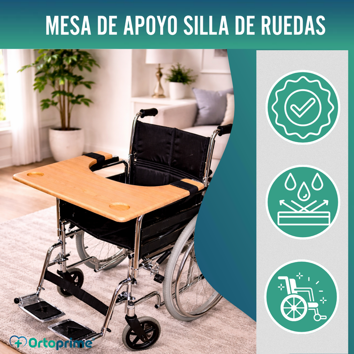 Bandeja para Silla de Ruedas | Mesa Auxiliar Portátil con Portavasos