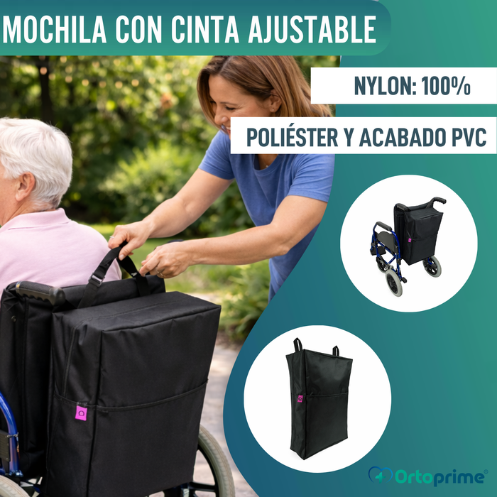 Bolso Mochila Trasera para Silla de Ruedas | 8 Compartimientos