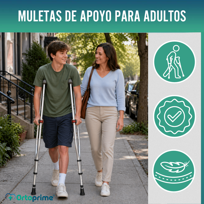 Muletas Axilares de Aluminio con Doble Regulación | Pack x2