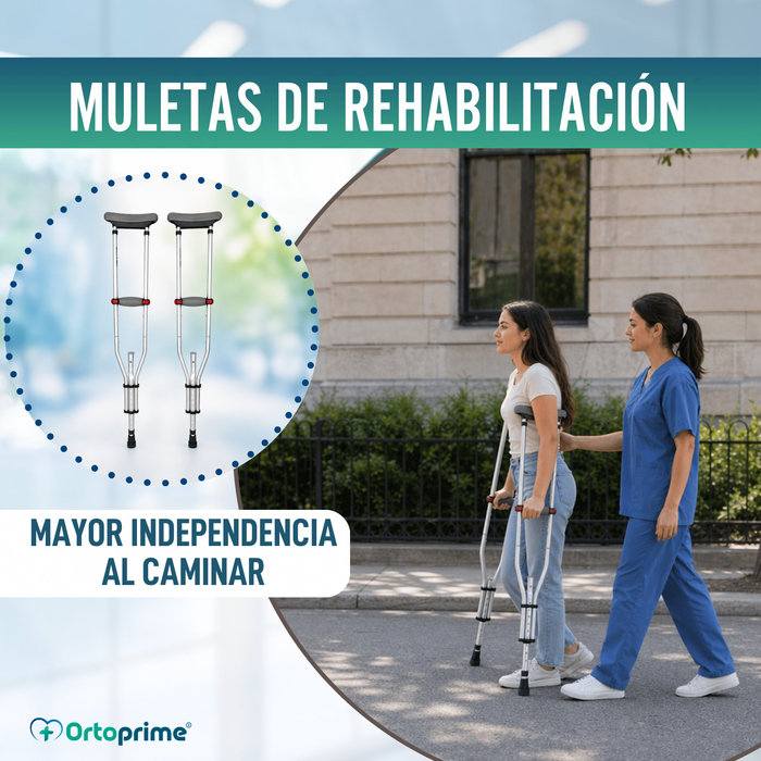 Muletas Axilares de Aluminio con Doble Regulación | Pack x2