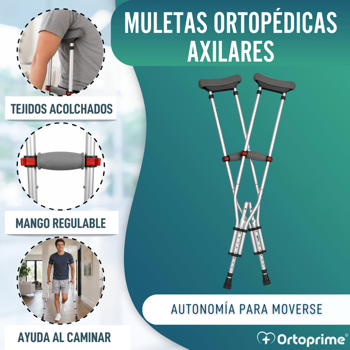 Muletas Axilares de Aluminio con Doble Regulación | Pack x2