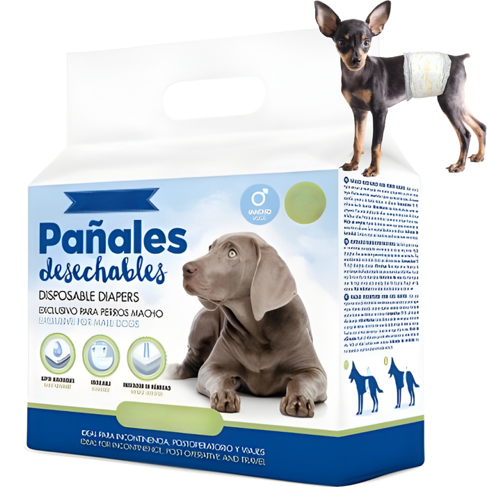 Pañales para Perro Macho Ultra Absorbente | Pack 12 Unidades