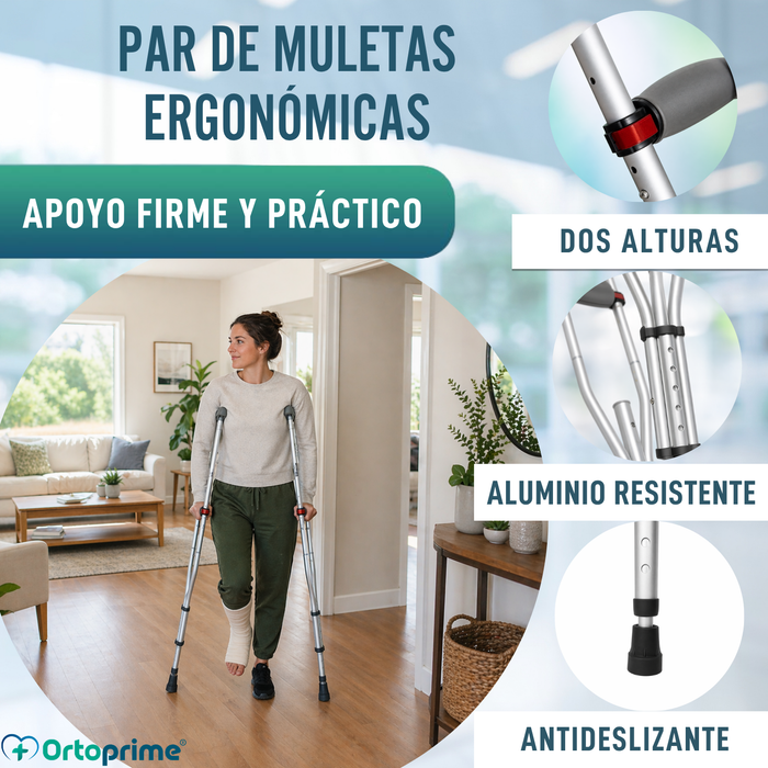 Muletas Axilares de Aluminio con Doble Regulación | Pack x2