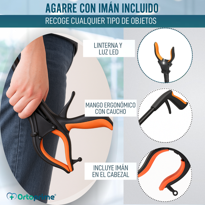 Pinza Recoge Objetos con Imán y Luz LED | Alcanzador Plegable