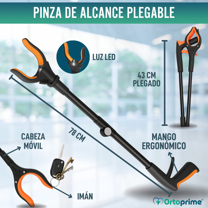 Pinza Recoge Objetos con Imán y Luz LED | Alcanzador Plegable