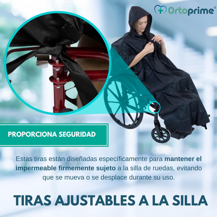 Chubasquero Impermeable con Cremallera para Silla de Ruedas