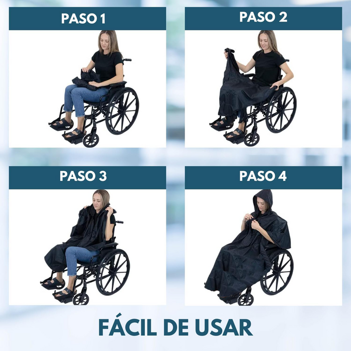Chubasquero Impermeable con Cremallera para Silla de Ruedas