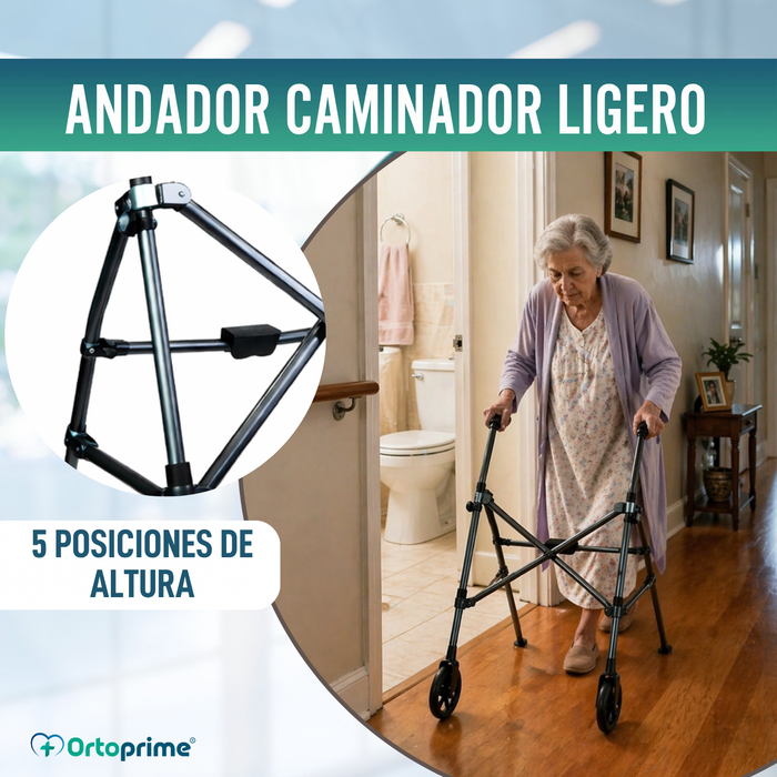 Andador de Aluminio Plegable Tipo Paraguas | Altura Regulable