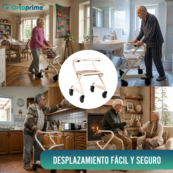 Andador Rollator con Asiento y Freno Central | Uso Interior