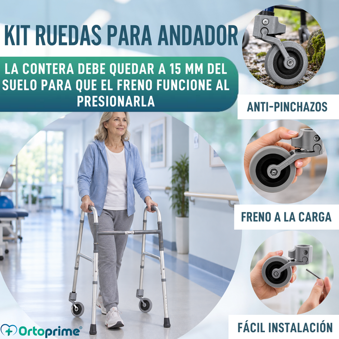 Kit x2 Ruedas para Andadores y Caminadores 22, 25 y 30 mm
