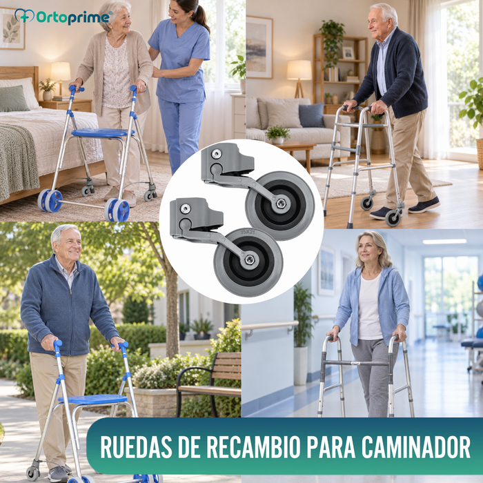 Kit x2 Ruedas para Andadores y Caminadores 22, 25 y 30 mm